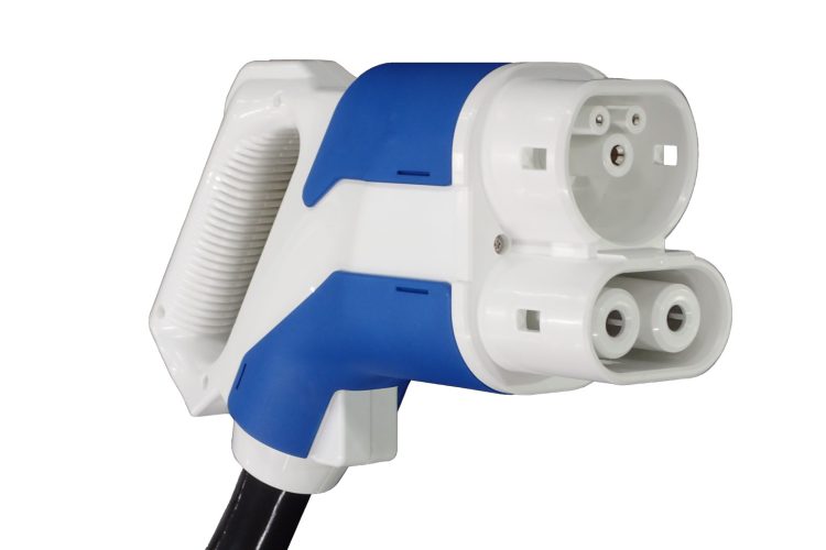 電気自動車急速充電器用コネクタ(CCS2仕様)の写真